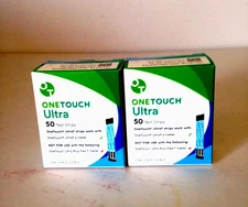 2 Boxes One Touch Ultra Blue 50 Diabetic Test Strips Exp 11/2026  Factory Sealed