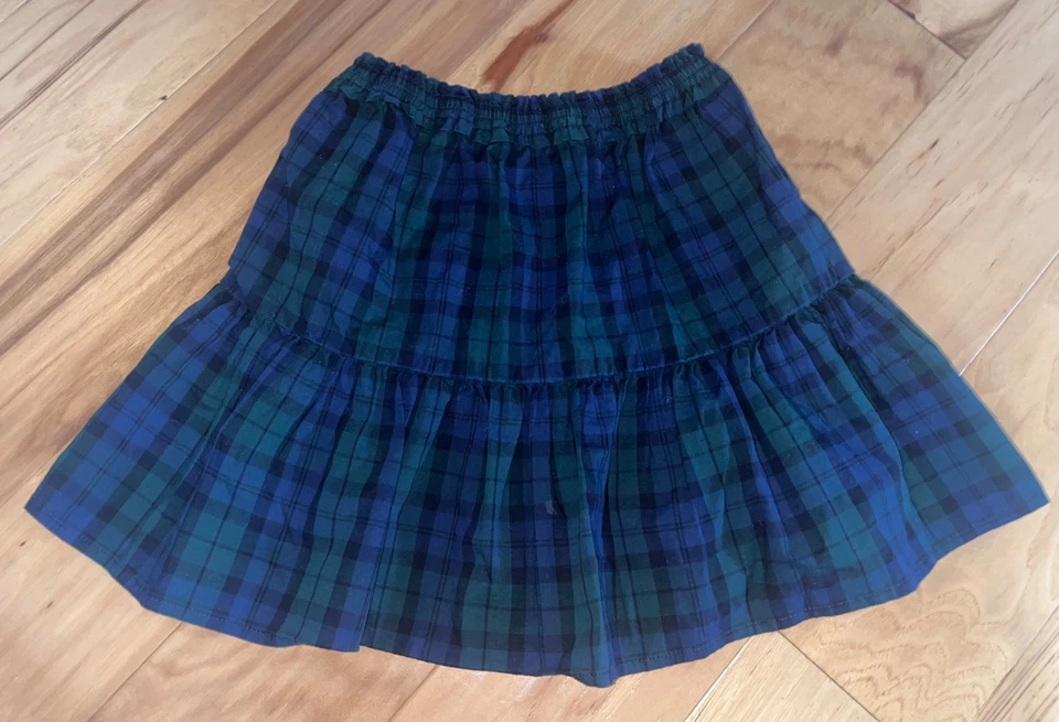 CREWCUTS GIRLS NAVY BLUE & GREEN PLAID SKIRT SIZE 6-7 EXCELLENT COND LD1 - Image 3 of 3