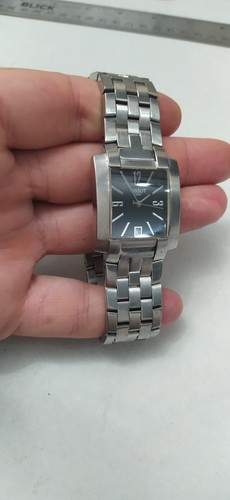 Tissot 1853 Tank Watch Men Black Dial Stainless Steel Date Rectangle Not Working - Picture 3 of 9