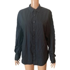 Kenneth Cole Button Front Shirt Mens Medium Black Spellout Arm
