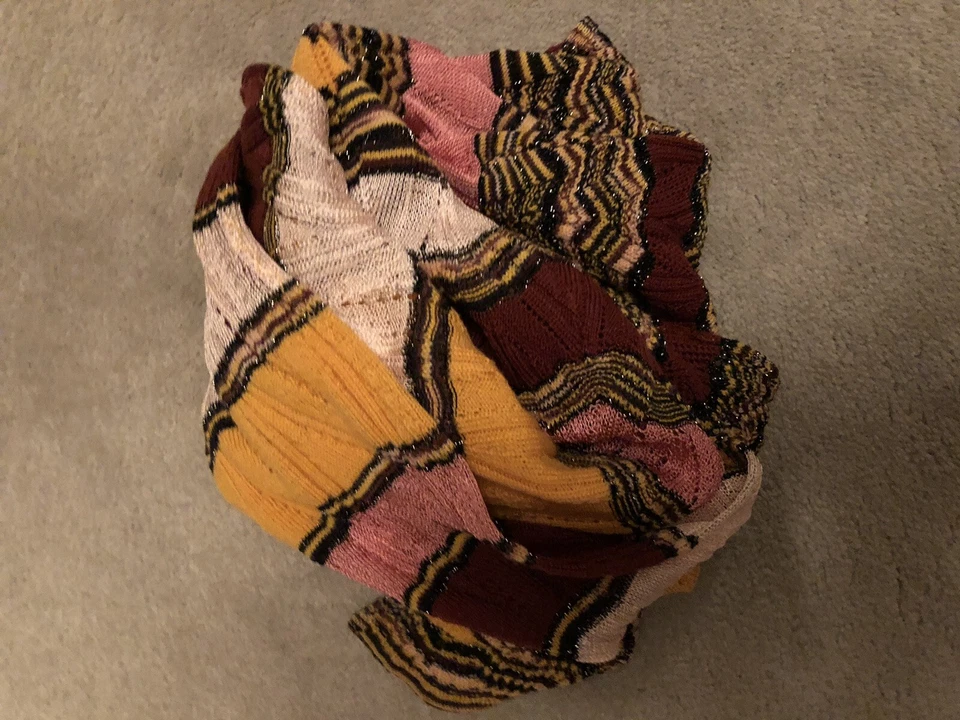 NUEVO MISSONI Nrdstrm Bufanda Lana Onda Blanca ZigZag Brillo Rosa Naranja Marrón Granate Foto 4 de 4