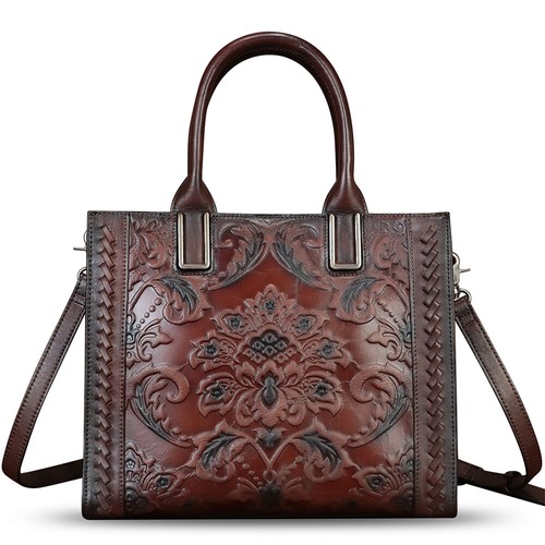 Genuine Leather Tote Bags for Women Handbags Vintage Shoulder Bag Crossbody Bag - Picture 12 of 14