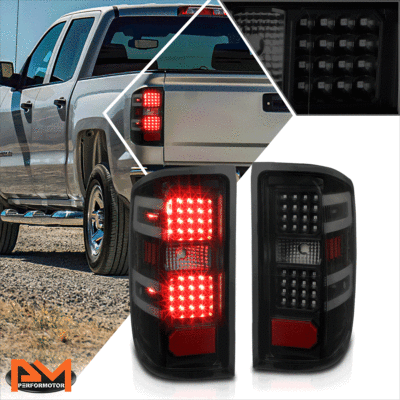 DPT Motorsports LED Tail Lights For Chevy Silverado & GMC Sierra 2014-2019 – Red Bar Lens, Chrome Housing