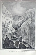 Catalonia, Cardona, Salt Mountain. Original Lithograph By Parcerisa 1839-1865