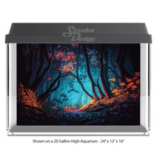 Autumn Dark Trees Leaves Polyester Fish Tank Glass Backdrop Aquarium Background