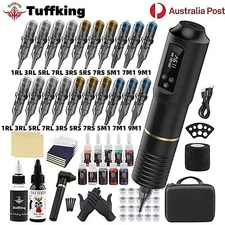 TUFFKING Tattoo Machine Kit Wireless Pen Gun Power Supply Needle10 Color Inks
