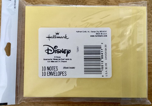 HALLMARK/DISNEY Cute Winnie the Pooh Thank You Notes, 10 Cards/Envelopes, NIP - Picture 3 of 4