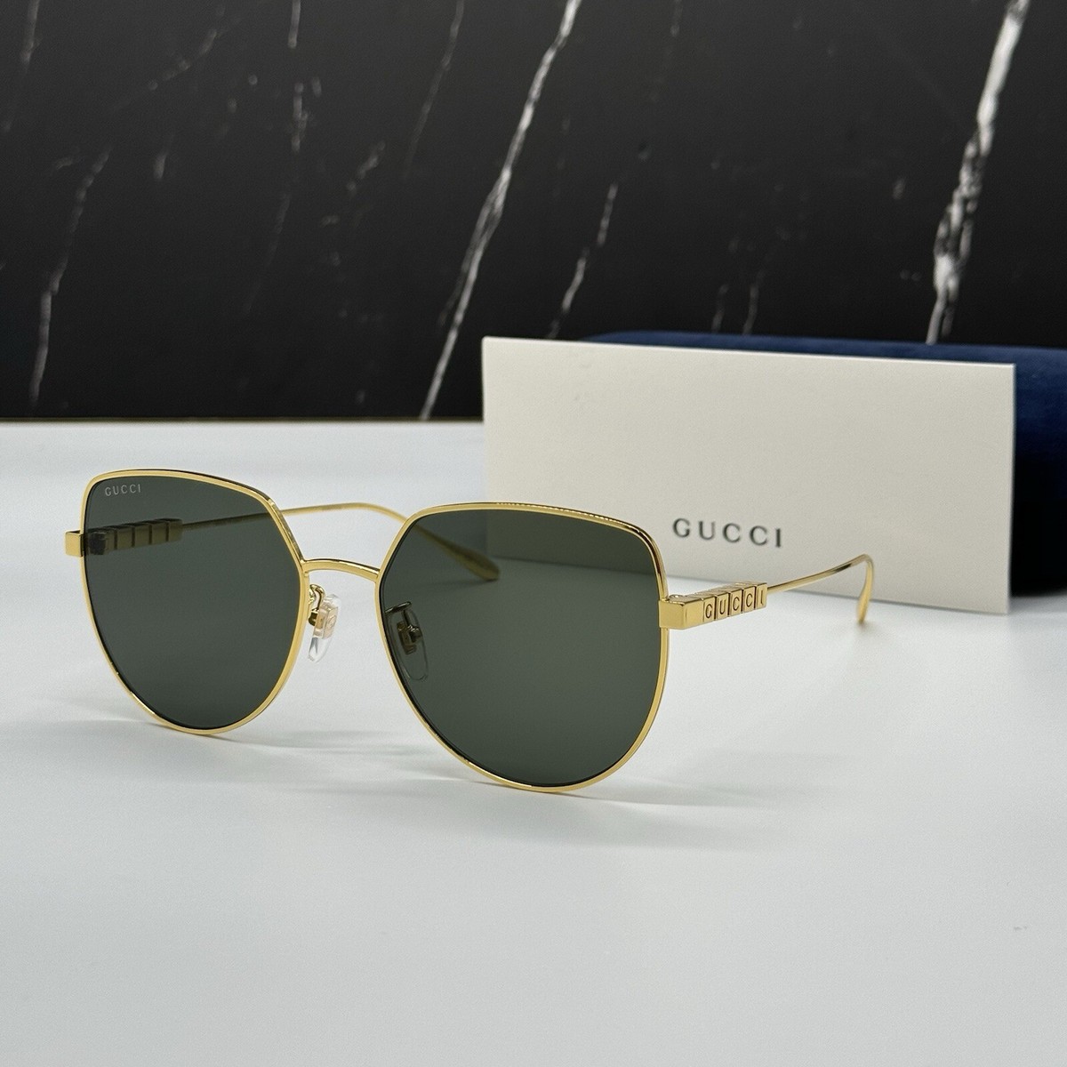 【送料,関税込】 GUCCI サングラス GG1435SA NEW GG1435SA 001 GUCCI GOLD GREY GEOMETRIC WOMEN GUCCI