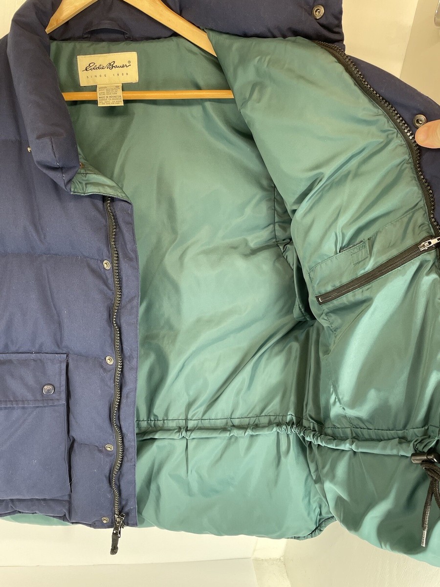 【80s】Eddie Bauer \"BLIZARD MASTER VEST\" VTG Eddie Bauer Green Quilted Goose Down Blizzard Master