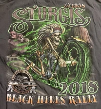 2018 “STURGIS” BLACK HILLS MOTORCYCLE RALLY T-SHIRT ADULT L hot leathers BIKER