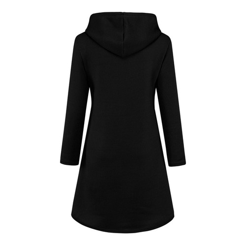 Women Oversized Hoodie Dress Solid Casual Pullover Sweatshirt Dress with Pockets - Picture 17 of 24