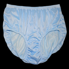 VTG Sheer Nylon Panty Granny Blue Double Gusset Sheer Brief Sz. 10-11 Hip 48-52"