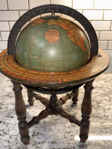 TERRESTRIAL 8“ GLOBE ANTIQUE 1927 KITTINGER COMPANY, BUFFALO NY on STAND - Picture 1 of 22