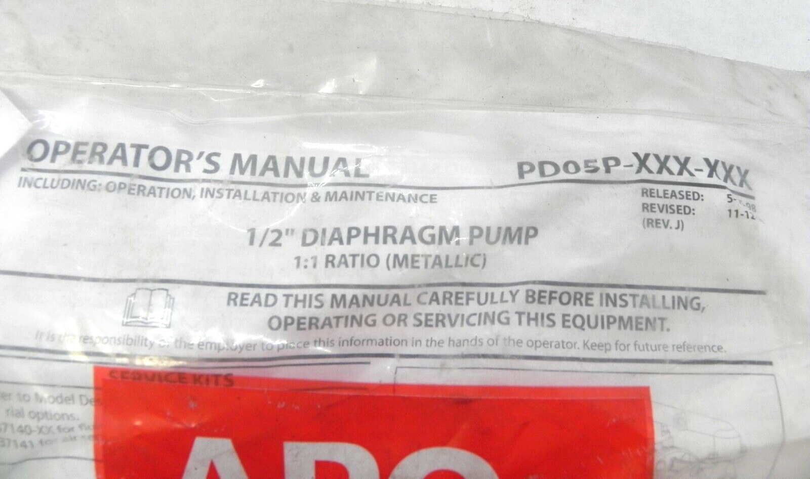 NEW!! 637140ST Diaphragm Pump Repair Kit 1/2" Air Operated Double