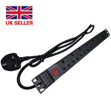 PDU 1U 6 WAY 13A PDU 19 INCH RACK SWITCH HORIZONTAL MOUNT PDU inc screws UK