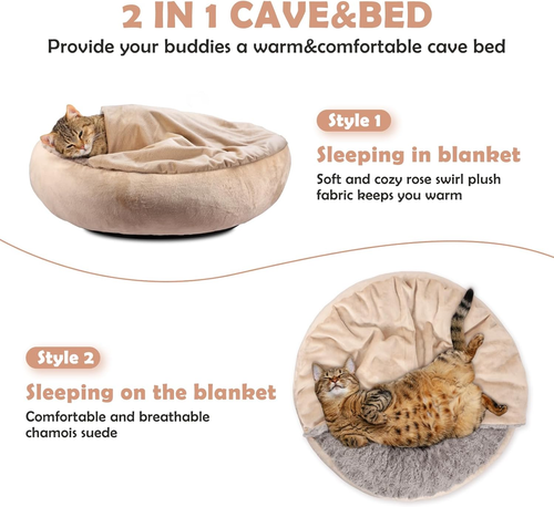 Dog Beds for Small Medium Dogs, Cozy Cuddler Luxury Puppy Pet Bed with Blanket A - Picture 4 of 12