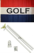 3x5 Advertising Golf Golfing Red White Blue Flag White Pole Kit Set 3'x5'