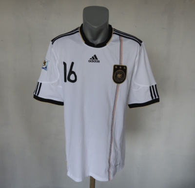 Germany WC 2010 Home Jersey #16 Lahm Adidas White Shirt Size XL