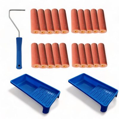 10cm Flockwalzen Set Farbbügel Schaumwalze Lackierwalzen superflock Rolle gerade