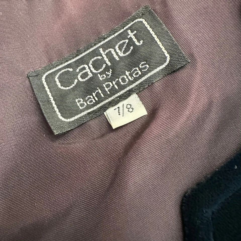 Vintage Womens Cachet Bari Protas Velvet Dress Size 7/8 Dark Green Whimsigoth - Изображение 4 из 4