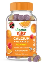 Lifeable Calcium Vitamin D for Kids - Great Tasting Fruit Flavor Gummy, 60 Count