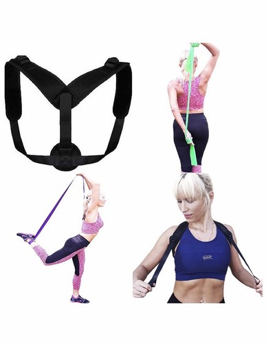 Posture Corrector Kit Including Resistance Loop Band, Yoga Strap