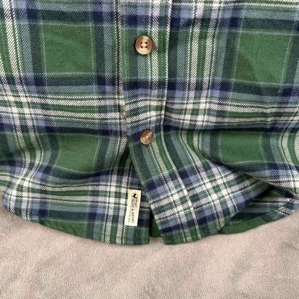 Camisa de franela de algodón orgánico Hope & Henry para niños pequeña a cuadros con certificación GOTS suave Foto 4 de 4