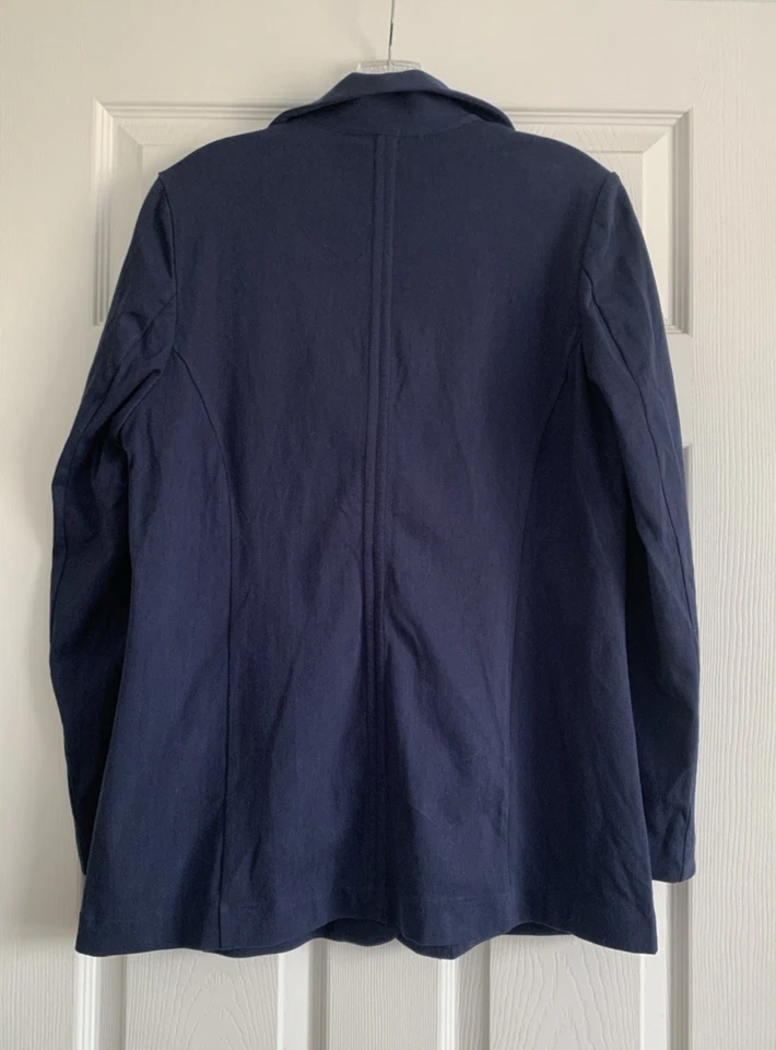 DG2 от Diane Gilman Blazer женщин L темно-синий кабана трикотажа саржи две кнопки новый с ярлыками - Изображение 2 из 4