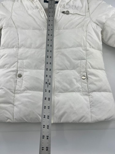 DKNY Snow Jacket Youth Kids Junior Medium White Puffer Coat Full Zip Y2K Winter - Picture 4 of 9