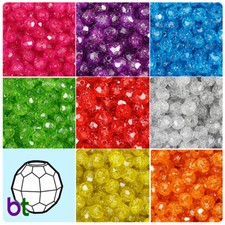BeadTin Sparkle 8mm Faceted Round Craft Beads 450pcs - Color choice