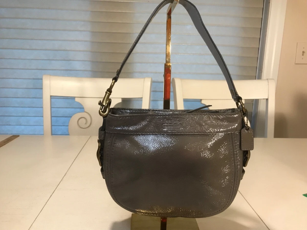 COACH Zoe Small Gray Patent Leather Handbag Satchel 41869 PRISTINE