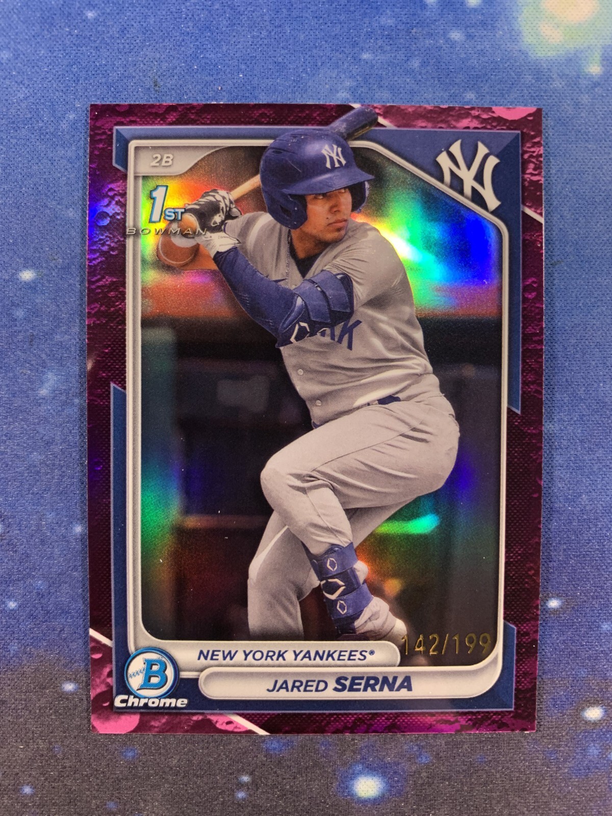 2024 Bowman Chrome #BCP-68 Jared Serna 1st Fuschia Lunar Crater Refractor /199
