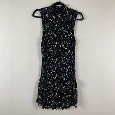 Lulus Bouquets For You Black Floral Print Smocked Mini Dress Size Large