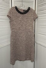 Karl Lagerfeld Paris Womens Dress Sz 12 Textured Tweed Sheath NWT Chain Accent