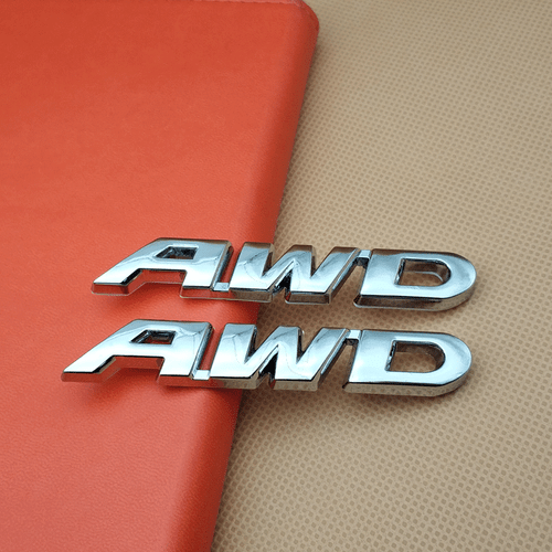2Pcs Metal Chrome AWD Letters Badge Trunk Fender Silver Car Emblem Sticker Decal - Bild 1 von 6