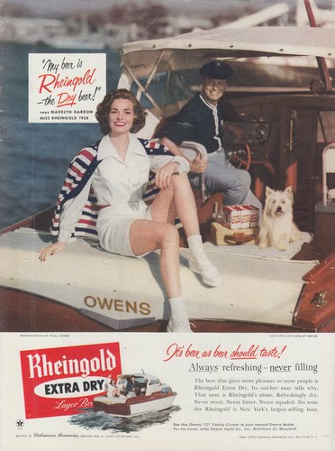 Miss Rheingold Beer Madelyn Darrow ad 1958 Owens Cabin Cruiser NY - 第 1/1 張圖片