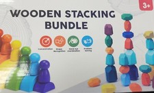 TOY Life 38 PCs Wooden Rainbow Stacking Toys, Montessori Toys.