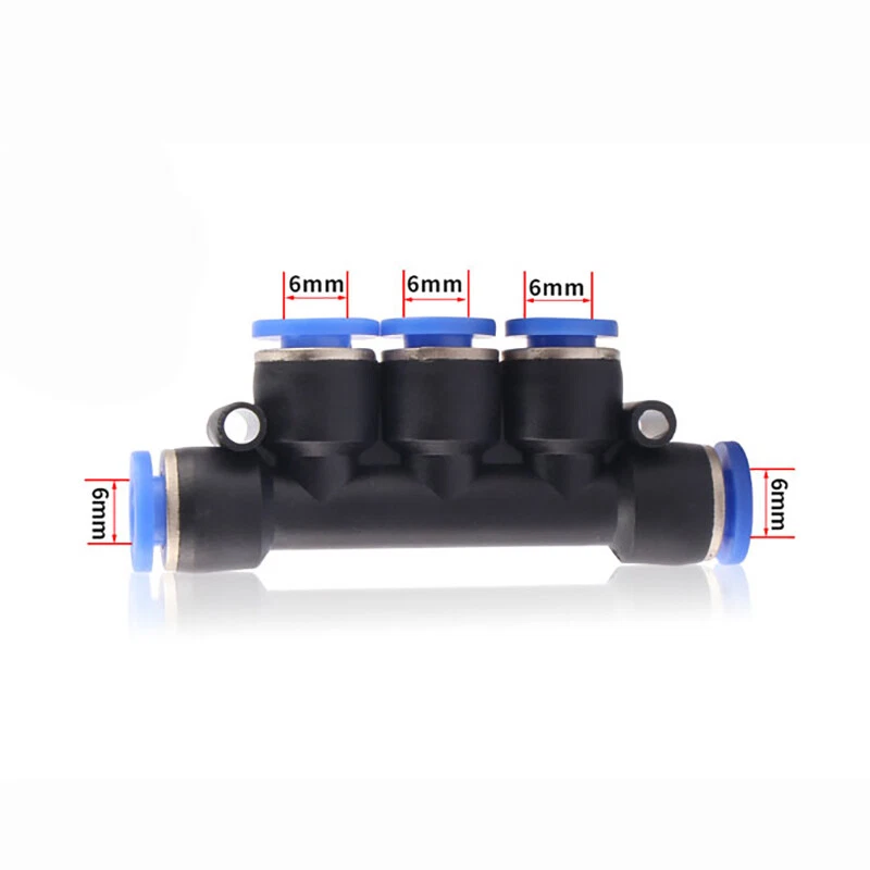 Pneumatic Push to Connect Fittings 5-Way Mainfold Connector Tube OD 6mm 10PCS  - Image 2 of 4