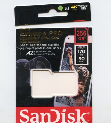 SanDisk 256GB Extreme Pro Micro SD MicroSDXC UHS-I U3 A2 Memory Card