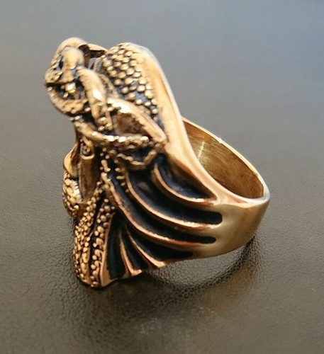 G GEFÜLLT 18K GELBGOLD HERREN JESUS RING KÖNIG KRONE SOHN GOTTES CHRISTI GESICHT LIEBE - Bild 2 von 5