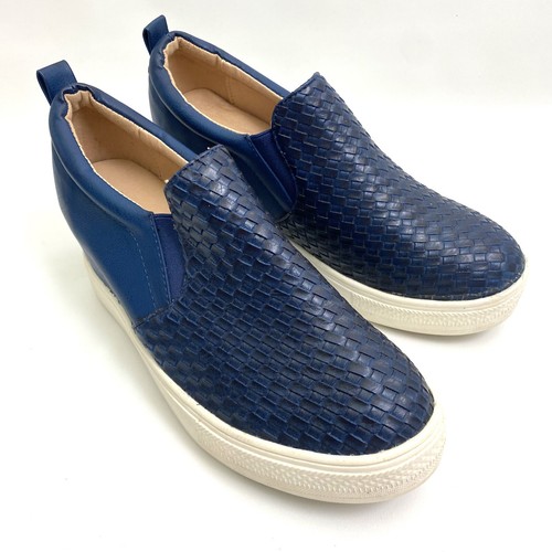 WANTED Woven Wedge Slip On Womens Sneakers 8 Blue - Picture 6 of 18