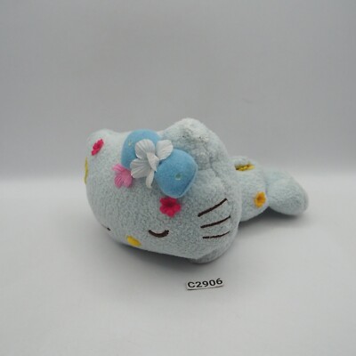 Hello Kitty Sanrio C2906 Sleeping Eikoh 2005 Plush 6'' Blue  Toy Doll Japan