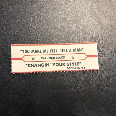 1 JUKEBOX TITLE STRIP Warner, Mack You Make Me Feel Like A Man Decca 45