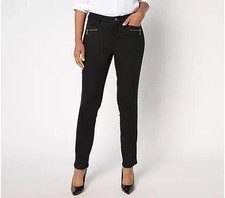 Belle by Kim Gravel Regular TripleLuxe Twill Hip Zip Slim Leg Jean Black 12