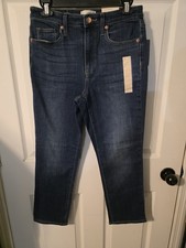 Sz 8 Short Universal Thread High-Rise Slim Straight Vintage Stretch Dark Wash