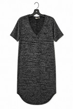 Gap Knit Midi Dress Size M Gray Black Marled Stretch Short Sleeve Casual