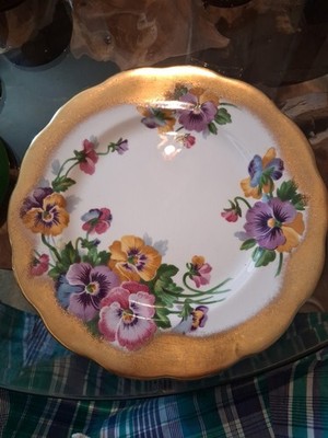 Queen Anne Beilagenteller Feder Melodie Goldrand Top Zustand 8''