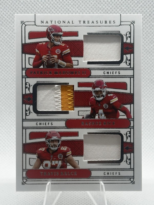 2025 National Treasures Patrick Mahomes Travis Kelce Rashee Rice /99