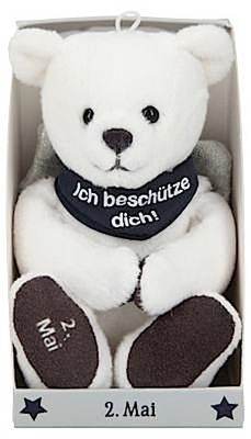 Depesche 8139.123 - Schutzengel Bär aus Plüsch, ca. 9 cm, mit Datum 02. Mai ...