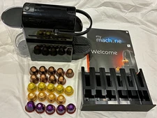 Nespresso Inissia D40 Espresso Machine + Sleeve Stand + Capsules